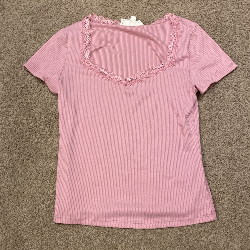 Hippie Rose Pink Lace Fitted T-Shirt
